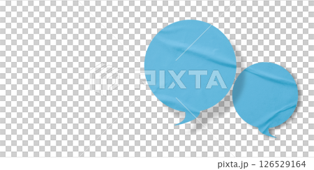 Light blue speech bubble crumpled paper isolated on transparent background Light blue speech bubble crumpled paper isolated on transparent background 126529164