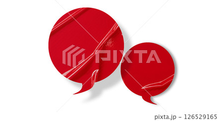 Red speech bubble crumpled paper isolated on transparent background 126529165