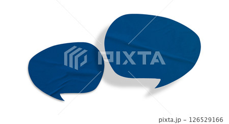 Blue speech bubble crumpled paper isolated on transparent background 126529166
