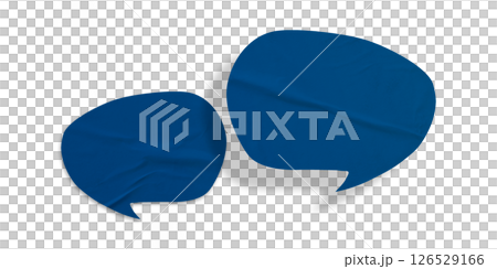 Blue speech bubble crumpled paper isolated on transparent background 126529166