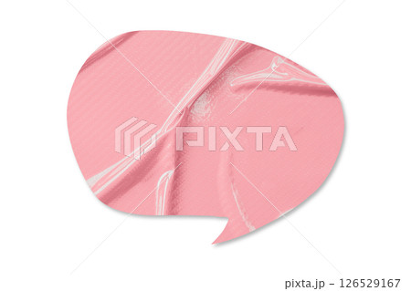 Pink speech bubble crumpled paper isolated on transparent background 126529167