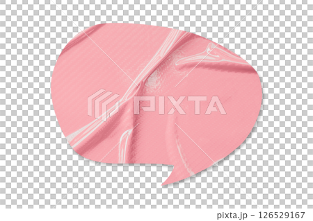 Pink speech bubble crumpled paper isolated on transparent background 126529167