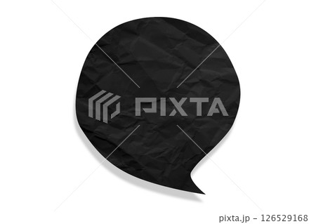 Black speech bubble crumpled paper isolated on transparent background 126529168