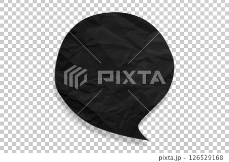 Black speech bubble crumpled paper isolated on transparent background 126529168