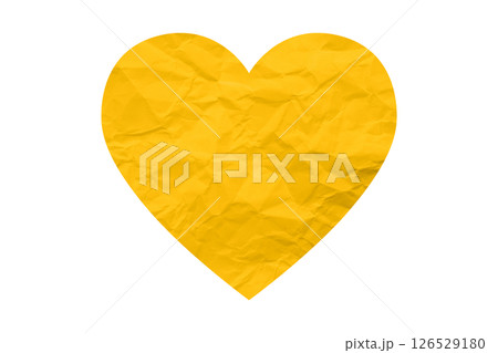 yellow crumpled paper heart heart sticker isolated on transparent background yellow crumpled paper heart heart sticker isolated on transparent background 126529180