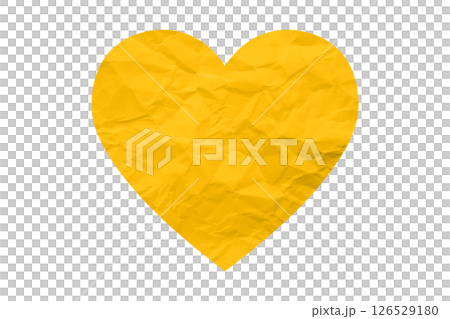 yellow crumpled paper heart heart sticker isolated on transparent background yellow crumpled paper heart heart sticker isolated on transparent background 126529180