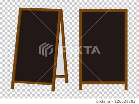 Set of illustrations of chalkboard stand signs Set of illustrations of chalkboard stand signs 126529202