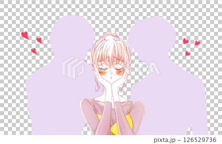 兩個男人喜歡的愁眉苦臉的女人的輪廓 126529736