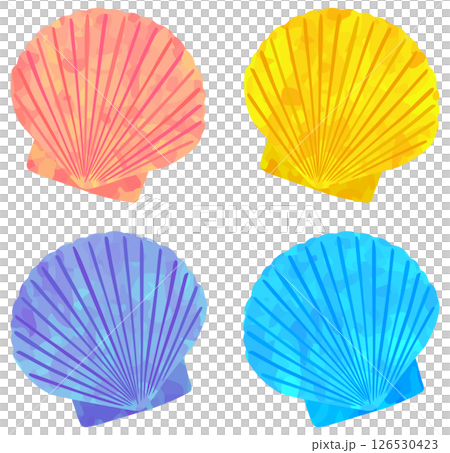 Colorful scallop illustration set vector material Colorful scallop illustration set vector material 126530423