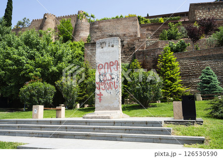 Berlin Wall piece as a monument in a square in Tbilisi, Georgia 126530590