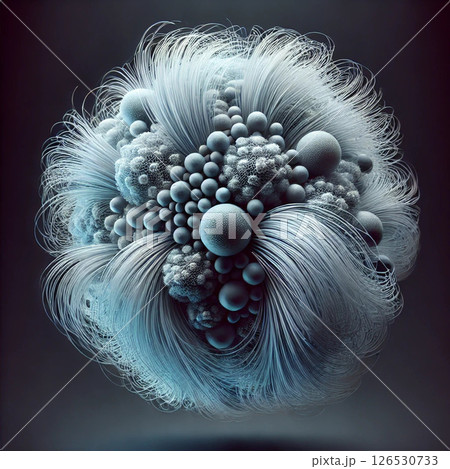 ポップ背景深海の菌糸球体ロゴアイコンイラスト!青と白で神秘的なキャラクター風ボール!クールかっこいい ポップ背景深海の菌糸球体ロゴアイコンイラスト!青と白で神秘的なキャラクター風ボール!クールかっこいい 126530733