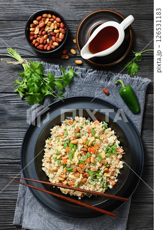 fried cauliflower rice with scrambled egg, veggies fried cauliflower rice with scrambled egg, veggies 126531183