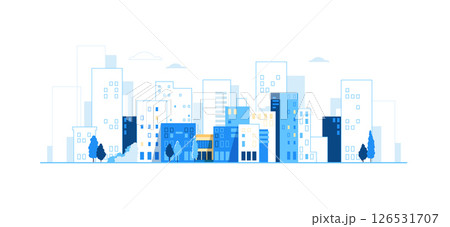 Urban landscape silhouette. City skyline . Minimalist buildings background 126531707