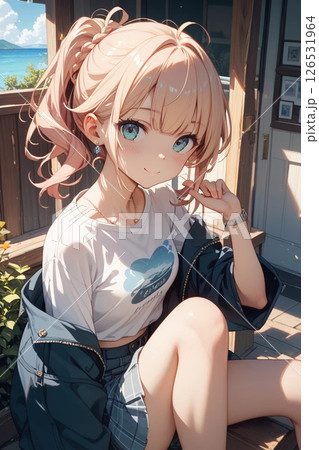 ベンチに座る女性 126531964