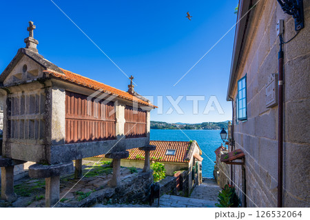 Traditional Horreos in Combarro Galicia Spain on a Sunny Day. Traditional Horreos in Combarro Galicia Spain on a Sunny Day. 126532064