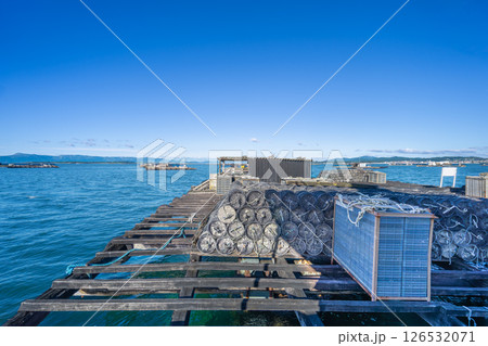 Mussel Farms on Baiona Bay Spain Aquaculture Industry. 126532071