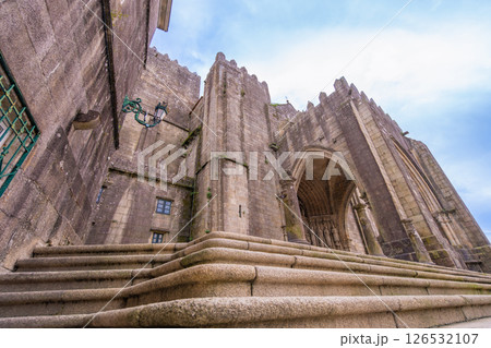 Cathedral of Santa Maria Facade in Tui, Spain. 126532107