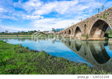 Ponte de Lima Bridge Reflection Portugal Serene Water. Ponte de Lima Bridge Reflection Portugal Serene Water. 126532109