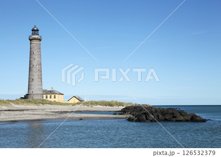 The grey lighthouse in Skagen, Denmark The grey lighthouse in Skagen, Denmark 126532379