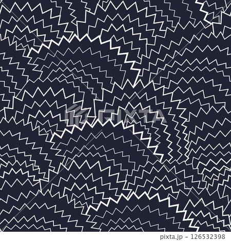 Vector blue zigzag seamless pattern. Stylish texture with diagonal zig zag lines, waves, stripes. Simple cute abstract geometric background. Repeated endless decorative geo design 126532398