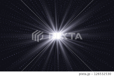 Hyperspace starburst with glowing white light in deep space. Sci-fi concept for futuristic background and galaxy travel visual. Vector Illustration 126532530