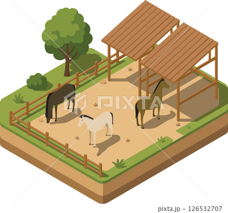 Isometric horse farm and stable 126532707