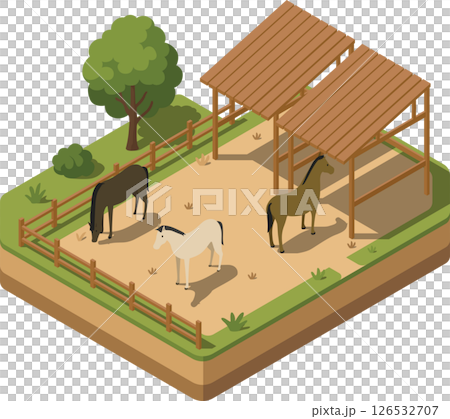 Isometric horse farm and stable 126532707