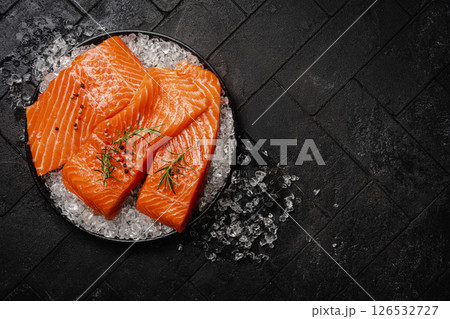 Fresh raw salmon fish fillet Fresh raw salmon fish fillet 126532727