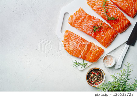 Raw salmon fish fillet 126532728