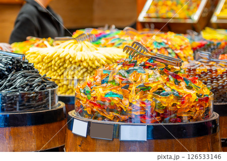 Various types of sweets at an Istanbul bazaar, Turkey Various types of sweets at an Istanbul bazaar, Turkey 126533146