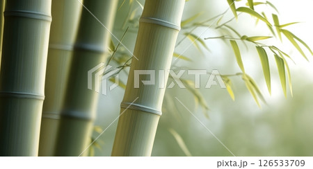 Serene Green Bamboo Forest Peaceful Nature Scene Tranquil Background Lush Greenery Natural Texture 126533709