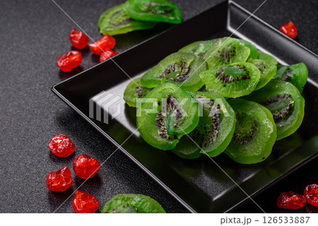 Dried sweet green kiwi or candied fruit Dried sweet green kiwi or candied fruit 126533887