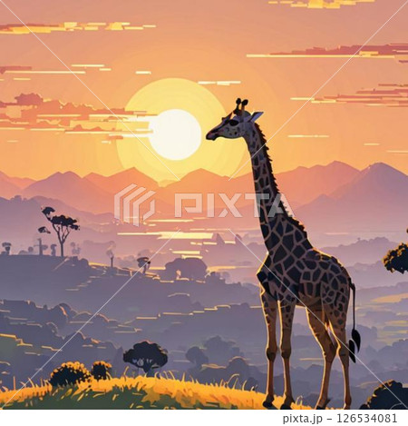 かわいいドット絵　KIきりんさん ラインスタンプ風  しれっと 126534081