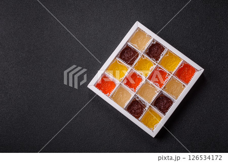 Jelly candies or homemade marmalade with different flavors 126534172