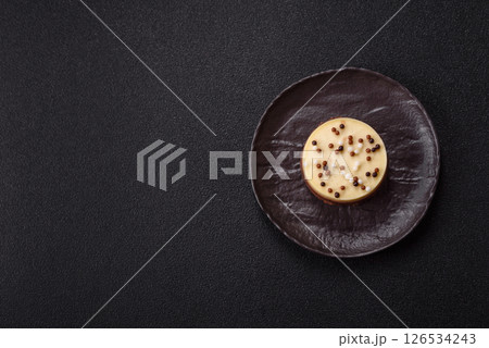 Sweet round tart three chocolates Sweet round tart three chocolates 126534243