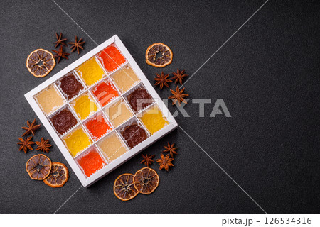 Jelly candies or homemade marmalade with different flavors Jelly candies or homemade marmalade with different flavors 126534316