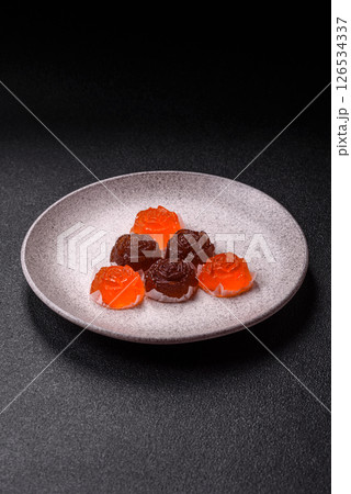 Jelly candies or homemade marmalade with different flavors 126534337