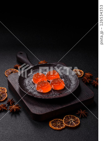 Jelly candies or homemade marmalade with different flavors Jelly candies or homemade marmalade with different flavors 126534353