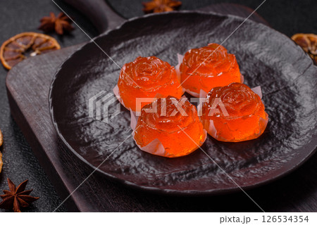 Jelly candies or homemade marmalade with different flavors Jelly candies or homemade marmalade with different flavors 126534354