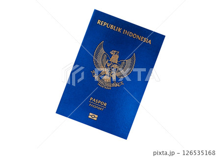 International passport of a citizen of Indonesia on a suitcase 126535168