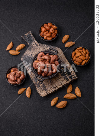 Cashew nuts in shell in bowl Cashew nuts in shell in bowl 126535332