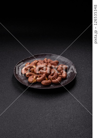 Cashew nuts in shell in bowl Cashew nuts in shell in bowl 126535348
