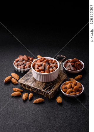 Raw hazelnuts without shells in a bowl Raw hazelnuts without shells in a bowl 126535367