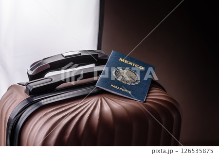 International passport of a citizen of Mexico on a suitcase 126535875