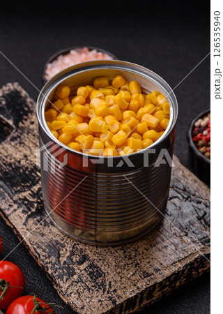 Sweet yellow canned corn in bowl Sweet yellow canned corn in bowl 126535940