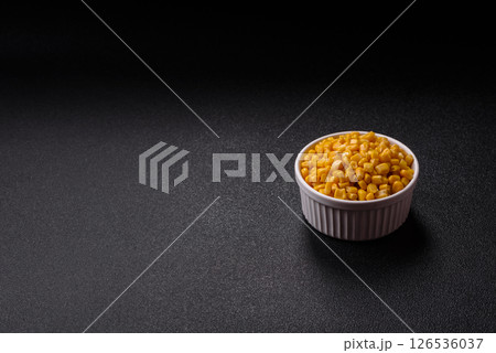 Sweet yellow canned corn in bowl Sweet yellow canned corn in bowl 126536037