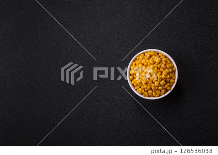 Sweet yellow canned corn in bowl Sweet yellow canned corn in bowl 126536038