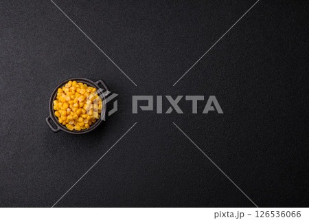 Sweet yellow canned corn in bowl Sweet yellow canned corn in bowl 126536066