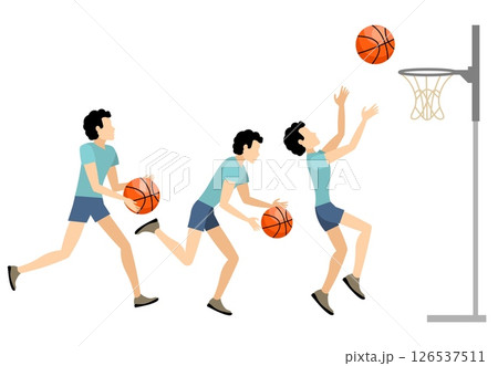 Vector people. Sport. Young people playing basketball. Vector illustration, 126537511