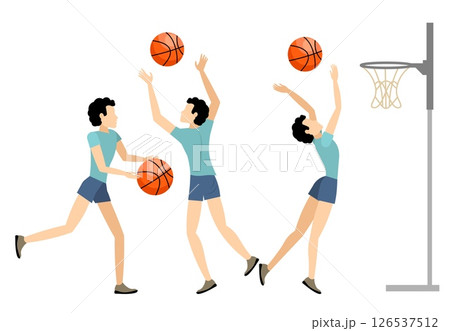 Vector people. Sport. A teenager plays basketball. Vector illustration, 126537512